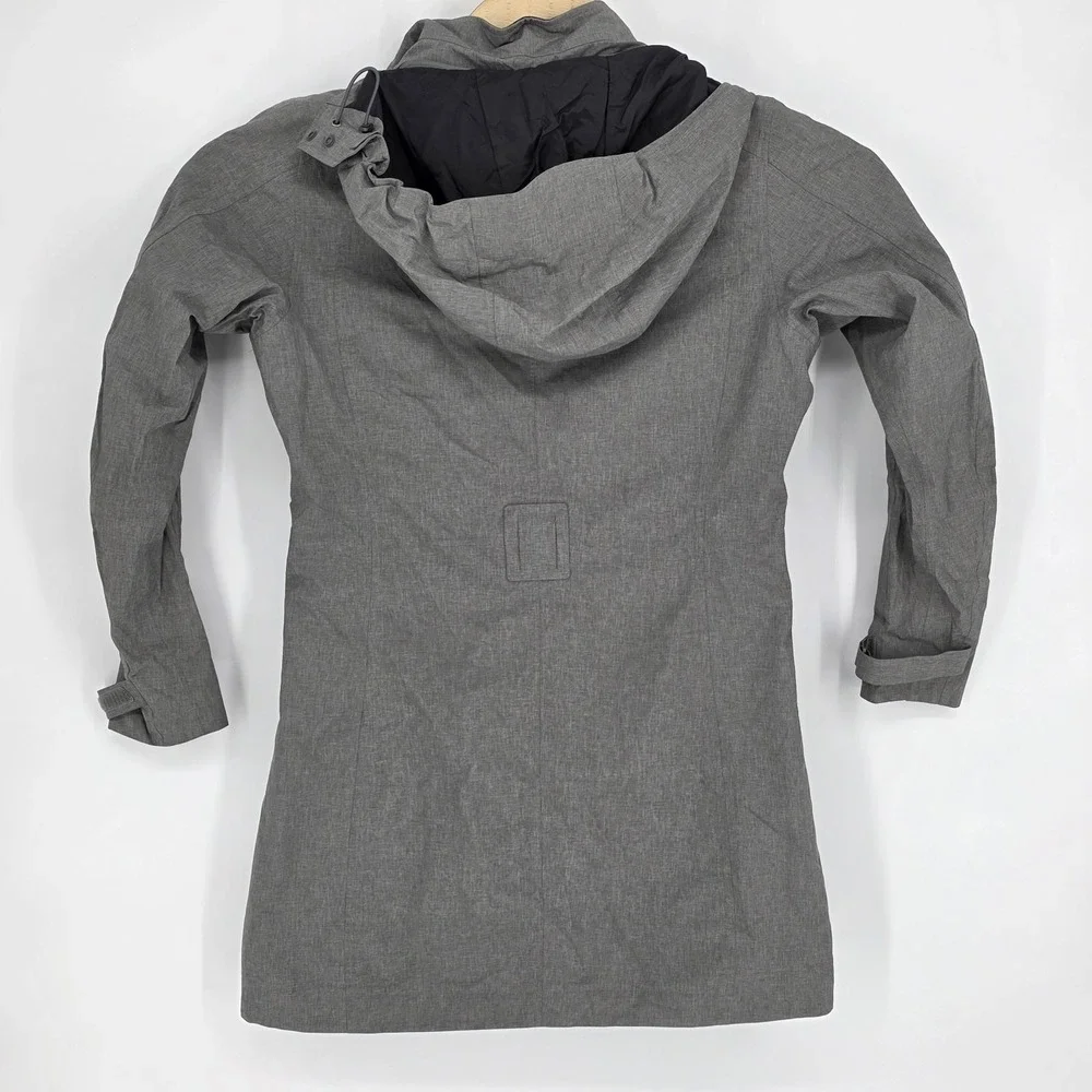 REI Co-op Hooded Rain Jacket Coat Removable Hood Water Repellent Gray Womens Med